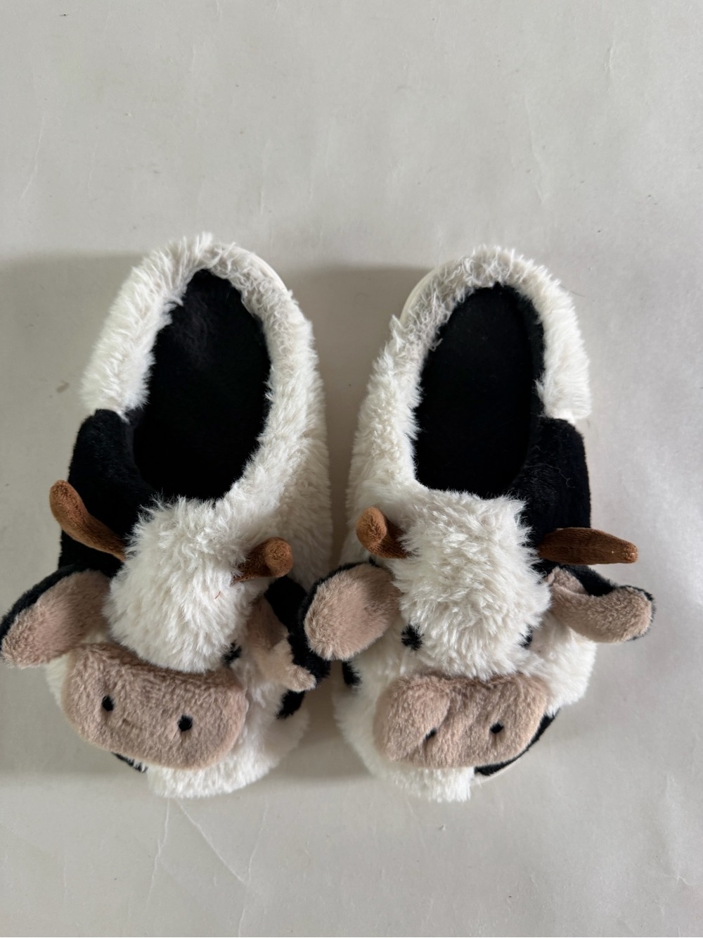 Plush Cow Slipper Mules – White, Black, Brown